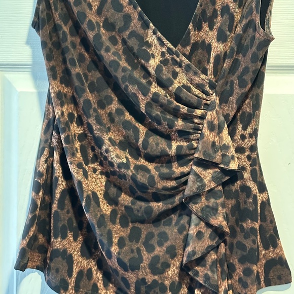 Boston Proper Leopard Lined Mesh Blouse - Picture 2 of 5